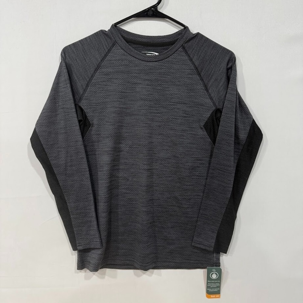 MTA Sport Youth Long Sleeve Shirt L‎ 10/12 Gray Black Fast-Dry Athletic Tee NWT